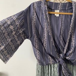 Front tie blouse in navy